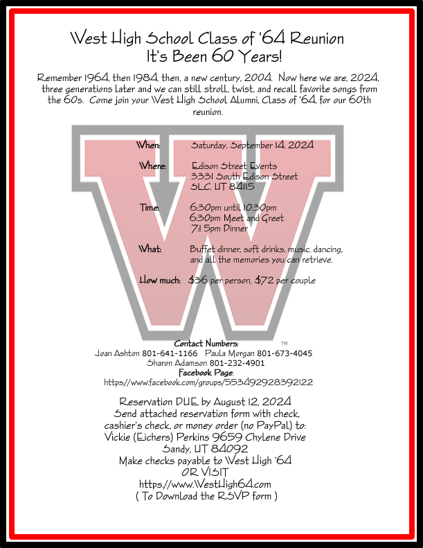 West High Class of 1964 Flyer